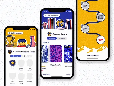 Jurna app design branding education graphic design illustration journal kids learning mobile design notebook product design ui