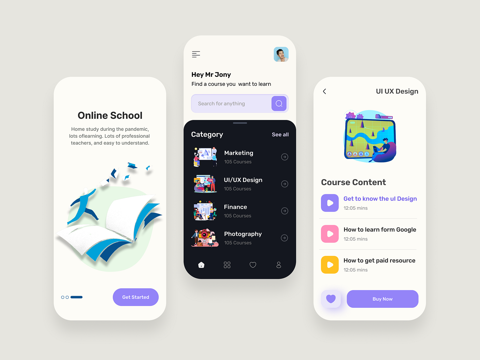 elearning mobile app UI Design by Piximbond on Dribbble