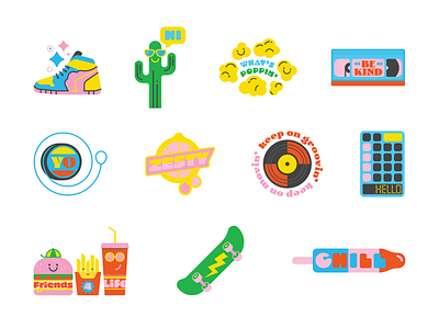 Stickers illustration kids pop culture product design retro ui youth