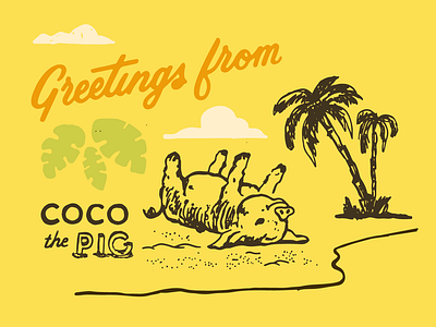 Coco the pig greetings graphic design illustration vector