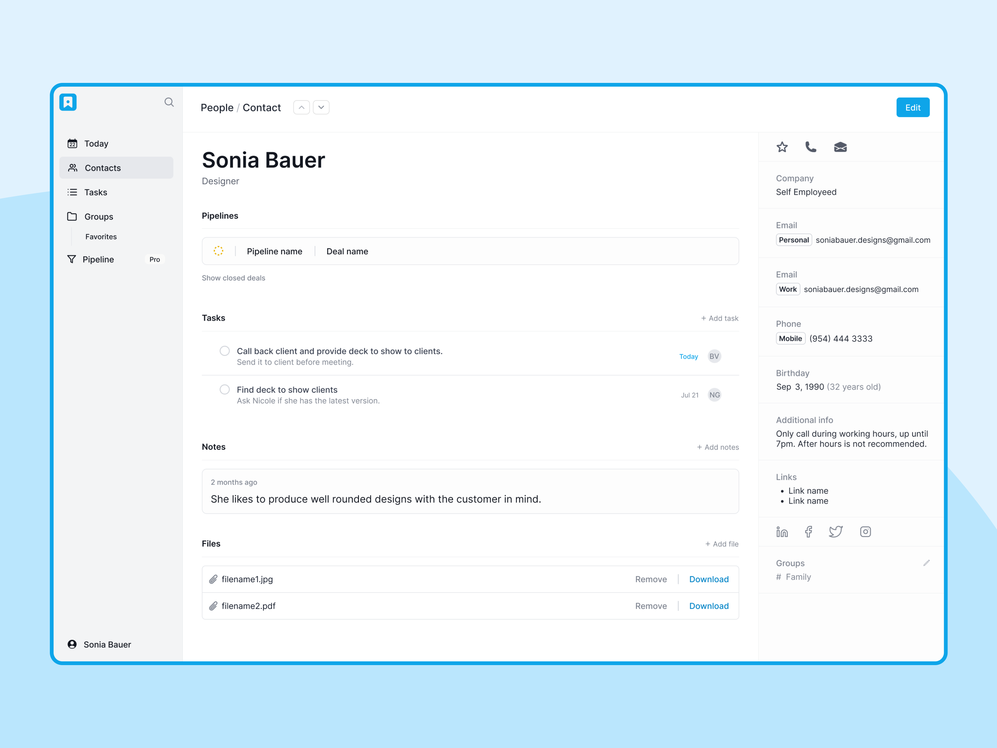 Contact management CRM system - UI/UX design contact design contact management crm ui design ui ux design ux design web application webapp