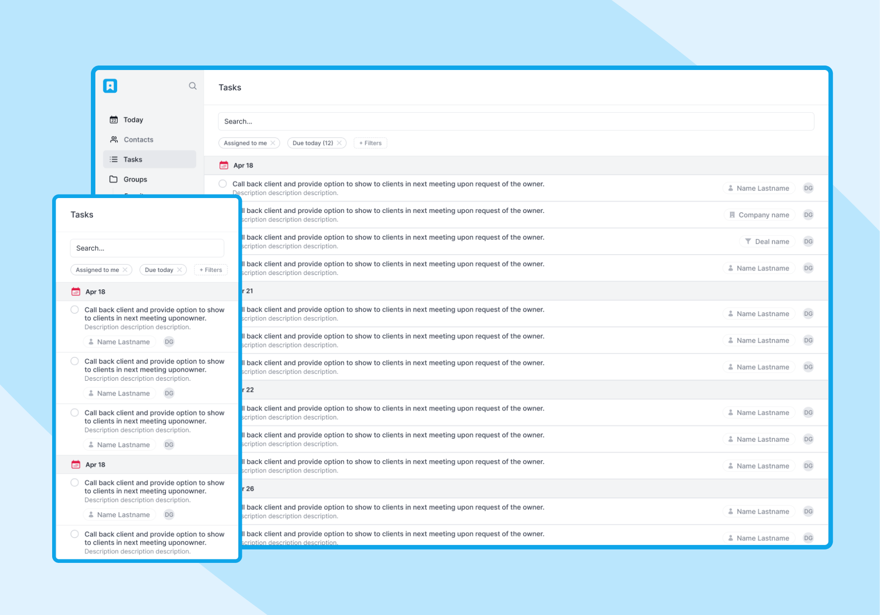 Task management for CRM - UI/UX design crm task task management ui design ui ux design ux design