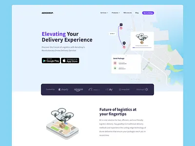 Drone delivery app landing page app landing page delivery service landing page drone landing page illustration illustrations landing page logistic app landing page logistic landing page mobile app landing page saas landing page user interface web design