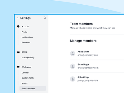 Team management design - UI/UX design members invite settings settings design team management team members ui design ui ux design ux design