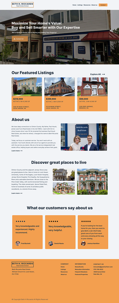 Real Estate Broker branding broker design figma orange real estate real estate broker redesign ui ux web design