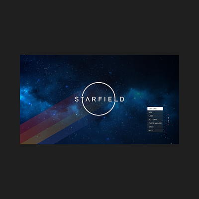 Starfield initial screen concept branding game ui starfield ui xbox