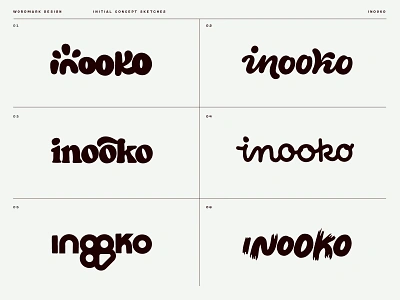 Inooko Wordmark Logo Concepts handlettering inooko lettering lettering logo ligature logo logo designer logotype pet brand pet branding pet store script type typography wells wells collins wordmark