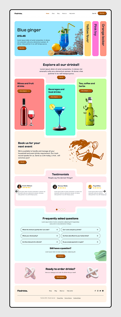 Flodrinks landing page ui website