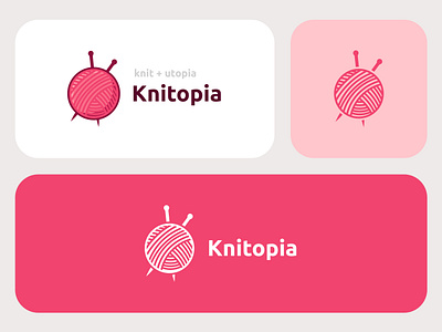 Knitopia knit knitting logo logo designer logo idea logodesign logotype logotype idea pink logo thread thread logo