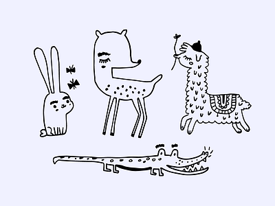 Baby animals graphic design illustration vector