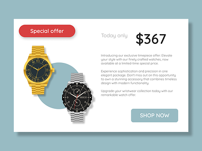 DailyUI 36: Special Offer advertisement app dailyui dailyui036 dailyui36 design illustration offer price rolex sale shop special ui ux watch watches website