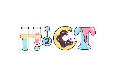 H2CT (how to cook that) logo branding chemistry cute design donut food logo pastel science