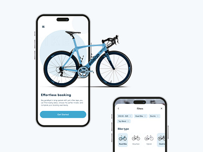 Bike Rental Mobile App bicycle bike bike share blue theme design filter mobile design mobileapp onboarding rental rentalapp share app ui
