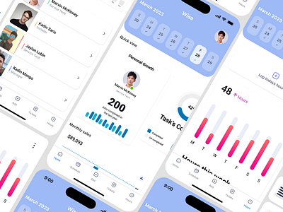 Wise - A concept for job tracking and work performance app branding dailyui design designinspiration designoftheday employment tracking graphic design illustration job tracking logo sales sales tracker ui