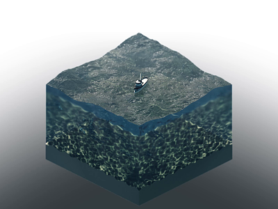 Isometric Ocean Fishing 3d after effects animation blender boat boids caustics cgi cube cycles dynamic light fish fishing isometric loop ocean orthographic realism sand water