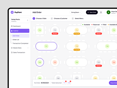 PayPoint - Point Of Sales Dashboard ( Choose Table ) choose table dashboard dashboard design management operational point of sales pos pos dashboard product product design reservation restaurant management sales sales management selling point table