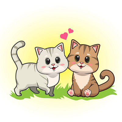 Cute cats design graphic design illustration logo vector