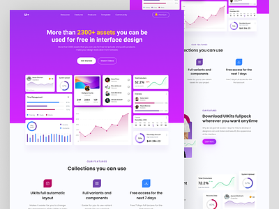 UI Kits Landing Page assets card component concept homepage interface kits landing landing page statistic template ui ui kits uiux web design website