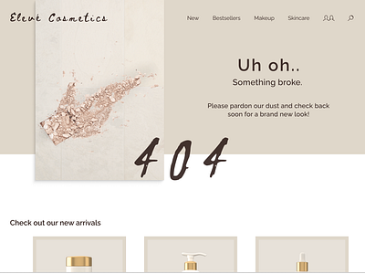 404 Page Design - DailyUI #008 404 404page beauty canva cosmetic dailyui dribbble elegant error errorpage figma inspiration neutral new responsive ui uidesign userinterface webdesign website