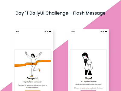 Day 11 DailyUI Challenge - Flash Message dailyui design flash messages illustration mobileui ui