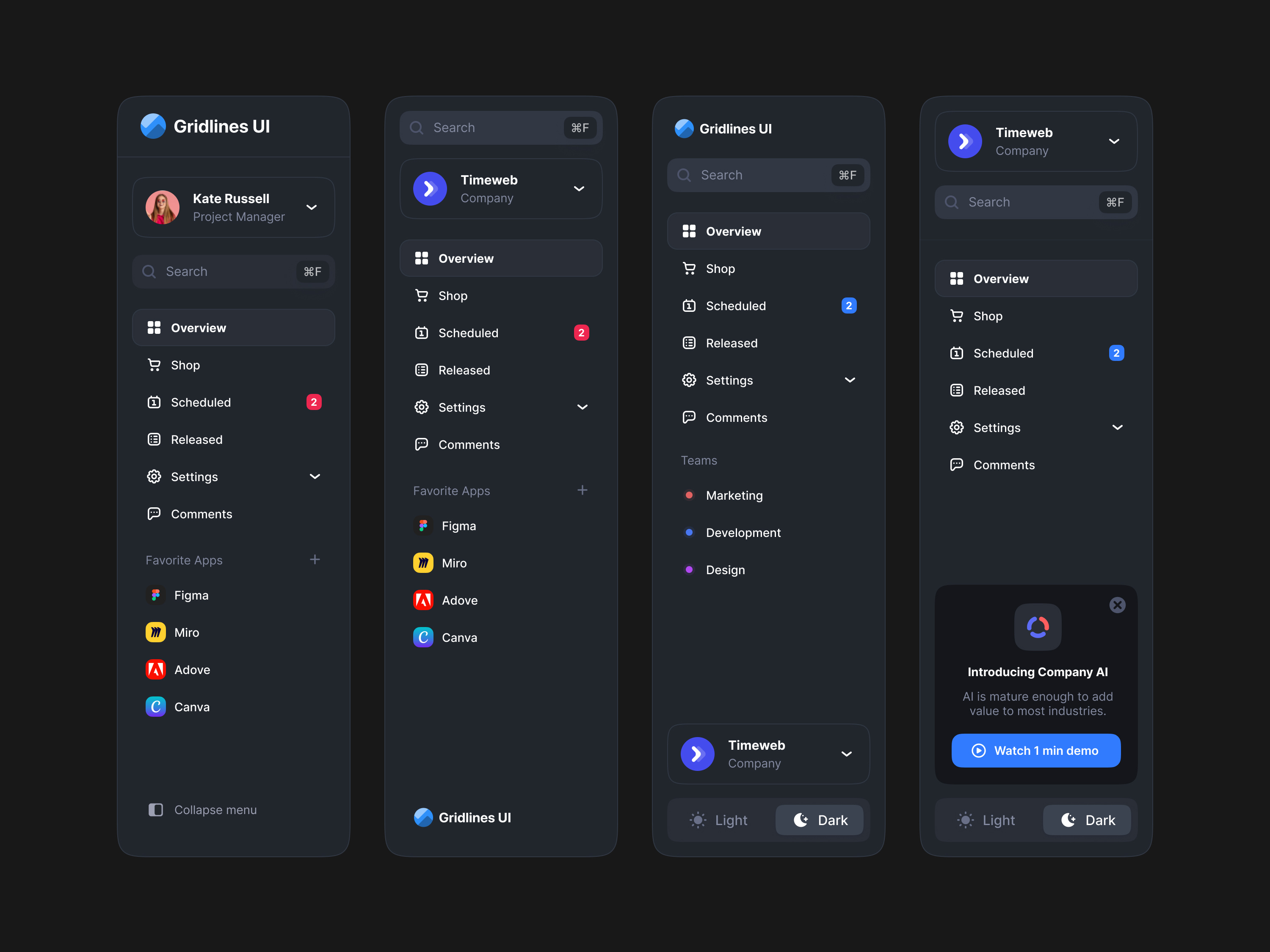 10 Ultimate dark sidebar navigations by Sergei Grid on Dribbble