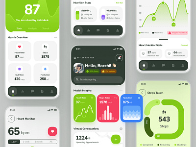 osler UI Kit: AI Telehealth & Telemedicine App | Health Tracker clean doctor app doctor appointment doctor booking app green health health tracker healthcare heart rate minimal mobile app online doctor app soft ui telehealth telehealth ai telehealth app telemedicine ui ui kit virtual care