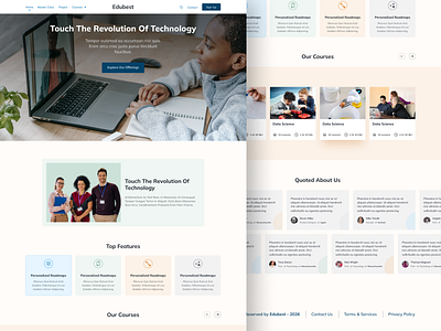 Edubest | Educational Landing Page Design course design course landing page e learning education educational educational landing page educational platform elearning land page landing page learning page online class online courses ui uiux ux web design website wow rakibul wowrakibul