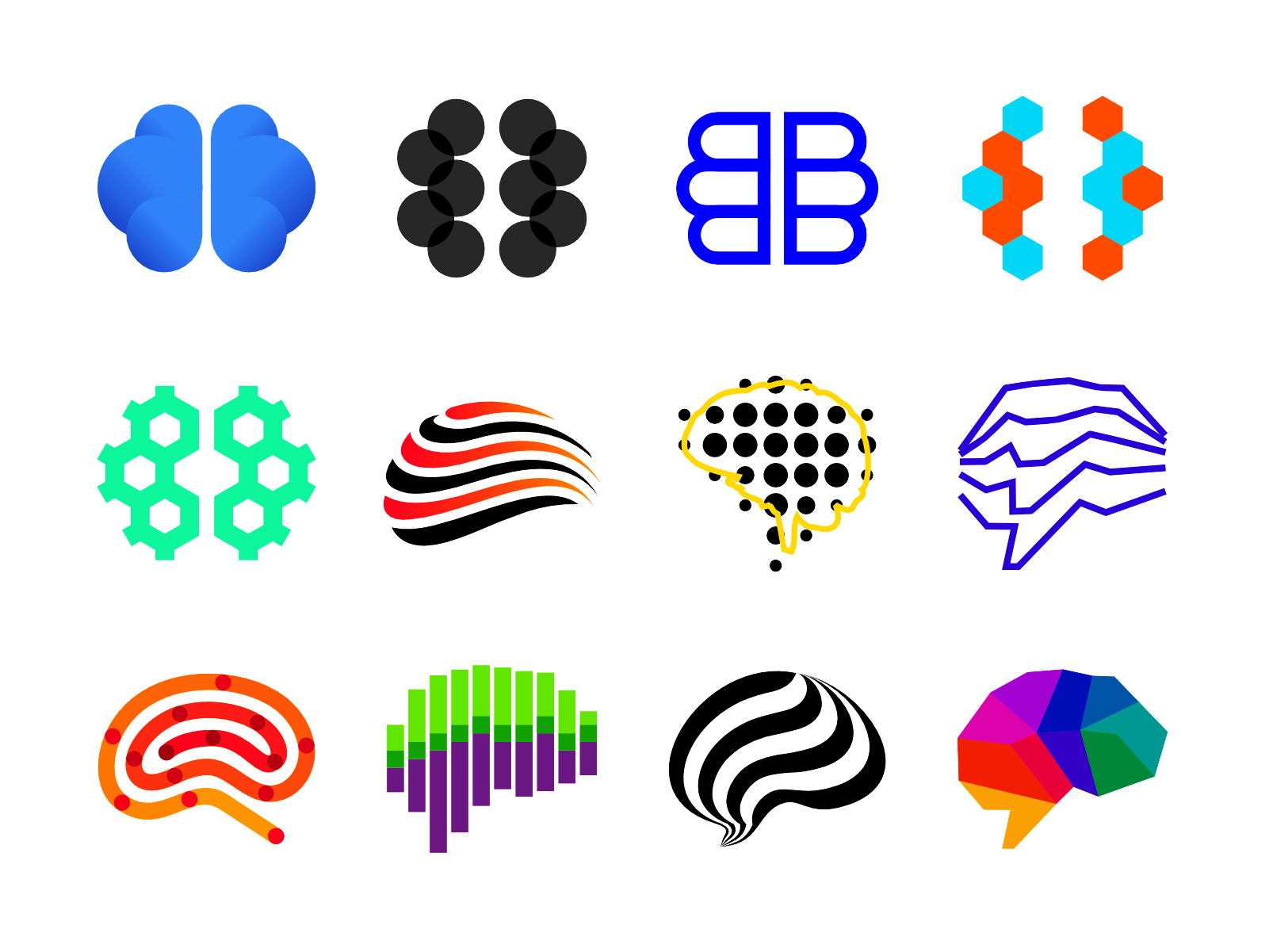 Brain / brains logos / logo design collection artificial intelligence brain brain waves brainwaves cloud brainstorm cognitive psychology creative logo design deep learning learn learning links connections logo logos mark symbol icon memory development mental health mind mindful mindfulness modern logo neural network networks neuron neurons synapses smart clever intelligent think thinking