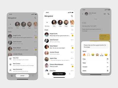 Mengobrol - Chat App app application chat ai chat app chat bot chatbot clean message message app messager minimal minimalist mobile mobile app mobile design talk telegram ui design user experience whatsapp