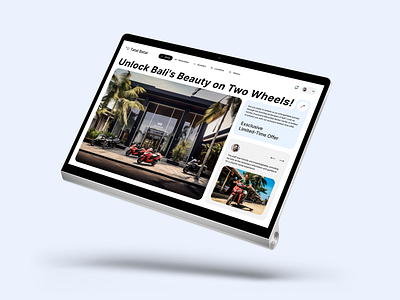 Tablet UI Design for Motorbike Rental Center app business concept landing page mockup seo simple tablet user interface ux website design