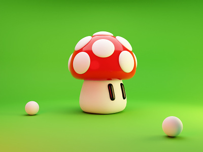 Baby Mushroom 3d 3dart 3dfood blender food icon mushroom