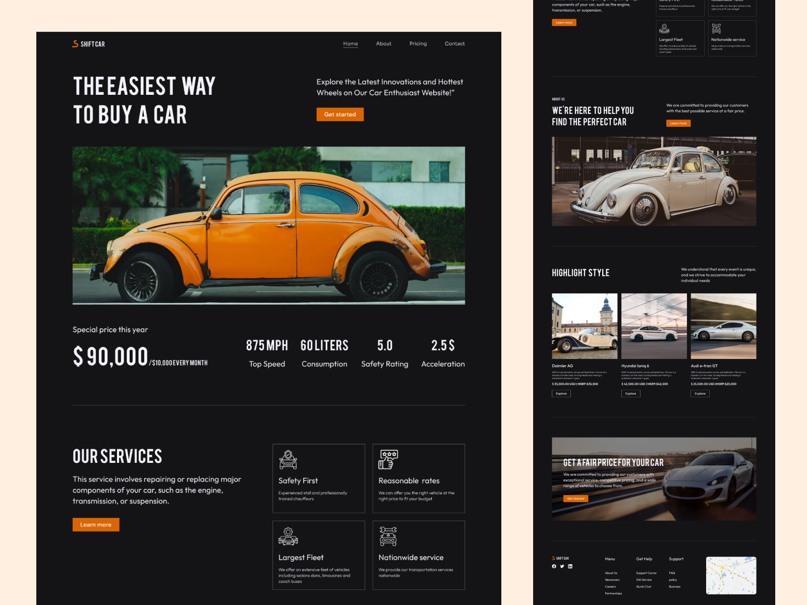 Shiftcar - automobile vehicles website automobile automotive automotive design car landing page car rent car website landing page ui ux vehicle web design webpage website