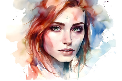 Watercolor portrait of a beautiful young woman design girl graphic design illustration vector watercolor woman