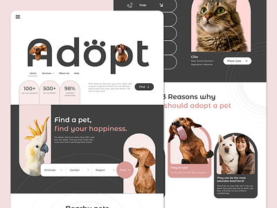 Adopt - Pet Adoption Landing Page design ui