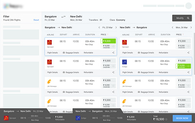 Flight Results Page case study ui