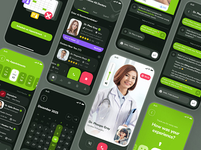 osler UI Kit: AI Telehealth & Telemedicine App | Doctor Booking clean dark mode doctor doctor app doctor appointment doctor booking green healthcare healthcare ai healthcare app medical minimal telehealth ai telehealth app teleheatlh telemedicine ui ui kit video call virtual consultation