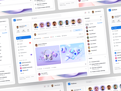 WeShare Social Media Platform chat dashboard data design facebook live chat livestream media project sharing social social media social network ui ux web web design webdesign website whitespace