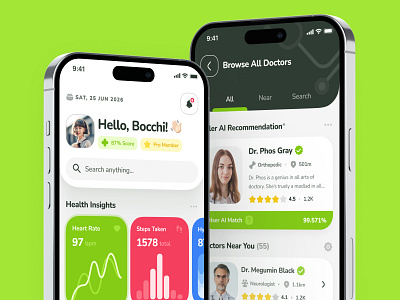 osler UI Kit: AI Telehealth App | Smart Doctor Appointment AI clean doctor doctor app doctor appointment doctor booking green health healthcare healthcare ai healthcare app minimal mobile mobile app telehealth telehealth ai telehealth app telemedicine ui ui kit virtual consultation