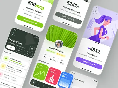 osler UI Kit: AI Telehealth App | Smart Notification & Settings clean doctor app doctor booking flat green health healthcare healthcare ai minimal mobile mobile app notification online doctor profile setting setting settings telehealth telehealth ai ui kit virtual consultation