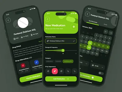 osler UI Kit: AI Telehealth & Telemedicine App | Medication UIUX calendar clean dark mode doctor app doctor appointment drug app green healthcare healthcare ai medical medication minimal mobile mobile app telehealth telehealth ai telehealth app telemedicine ui ui kit