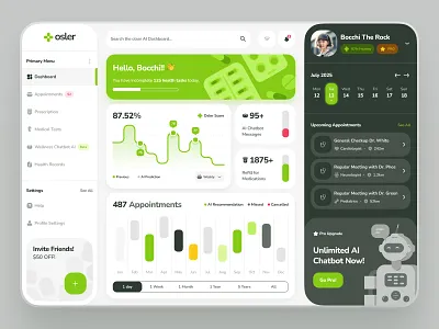 osler UI Kit: AI Telehealth & Telemedicine Dashboard Health App ai chatbot ai chatbot dashboard app clean dashboard doctor doctor appointment doctor dashboard green healthcare healthcare dashboard medical dashboard medication dashboard minimal telehealth telehealth ai telehealth dashboard telemedicine ui ui kit