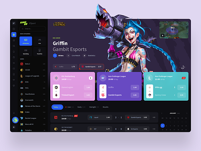 Esport bet betting coin coins crypto dashboard homepage interface mobile news sport ui
