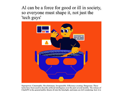 Building a Responsible AI ai article artificial intelligence character design drawing editorial futuristic illustration robotic steve jobs tech technology vector