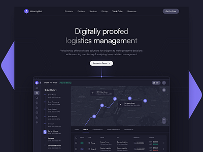 Website Landing Page for VelocityHub design landing landing page logistics ui ux web website