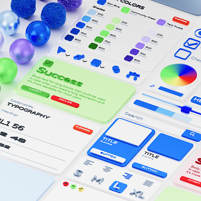 Design system 3D cover 3d branding concept ui