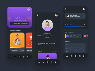 Education mobile app app darkmode dashboard education mobileapp ui ux