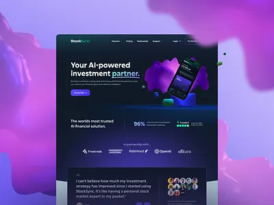 StockSync branding design desktop homepage digital design fintech graphic design home page design homepage homepage design landing page platform typography ui ui design ux uxui design web design