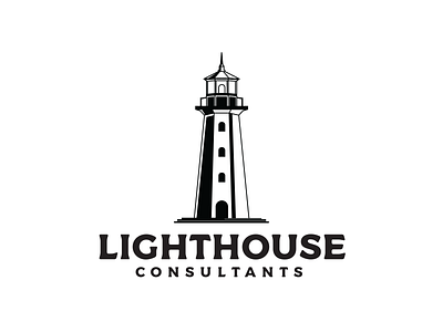 Lighthouse Consultants Logo black logo brand identity branding design graphic design illustration lighthouse lighthouse logo logo logo design pictorial logo vector