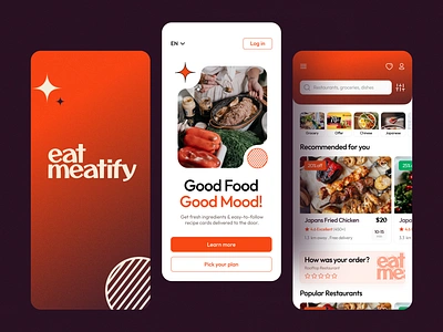 Eat Meatify Restaurant App Design! 🍖 app design application ashik vision colors delivery design eat food food and drink food app food ordering app minimal mobile apps mobile design oder restaurant trending ui uiux design visual identity