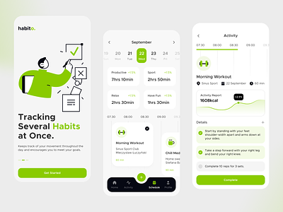 Habit Tracking Mobile App app chart clean design fireart green habit ios tracking ui ux